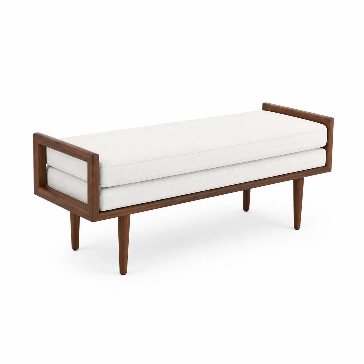 Sitzbank Walnussholzrahmen Beige Leinen 120 cm