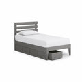 Einzelbett mit Schubladen aus Kiefernholz Grau 200x90 cm