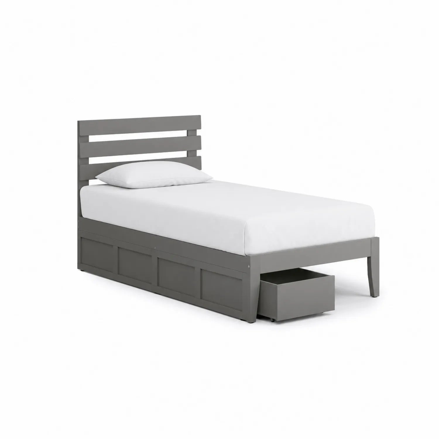 Einzelbett mit Schubladen aus Kiefernholz Grau 200x90 cm