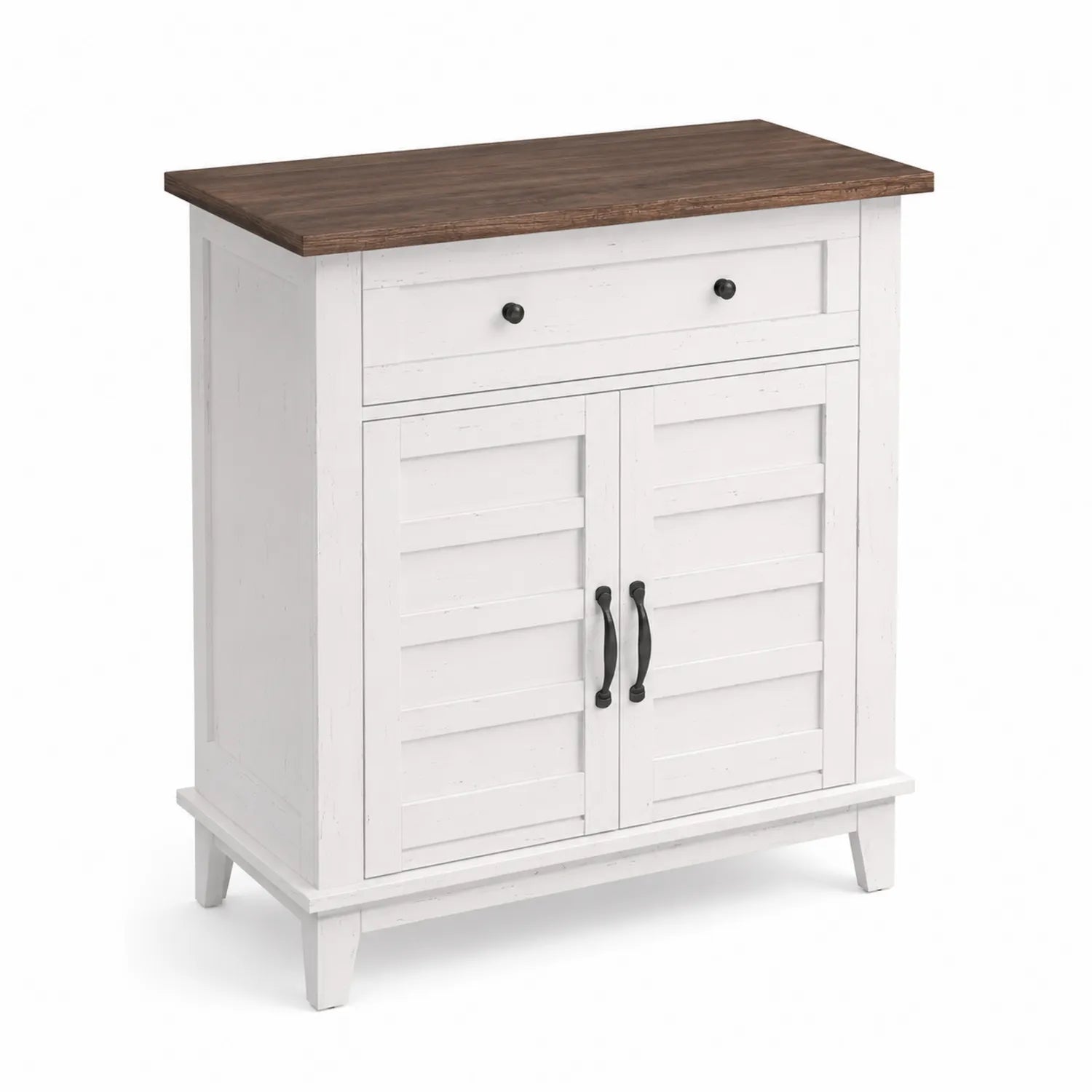 Holz-Sideboard mit Schublade und Türen, Weiß/Braun