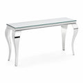 Konsolentisch aus gehärtetem Glas und Edelstahl in Silber, 120x40x75 cm
