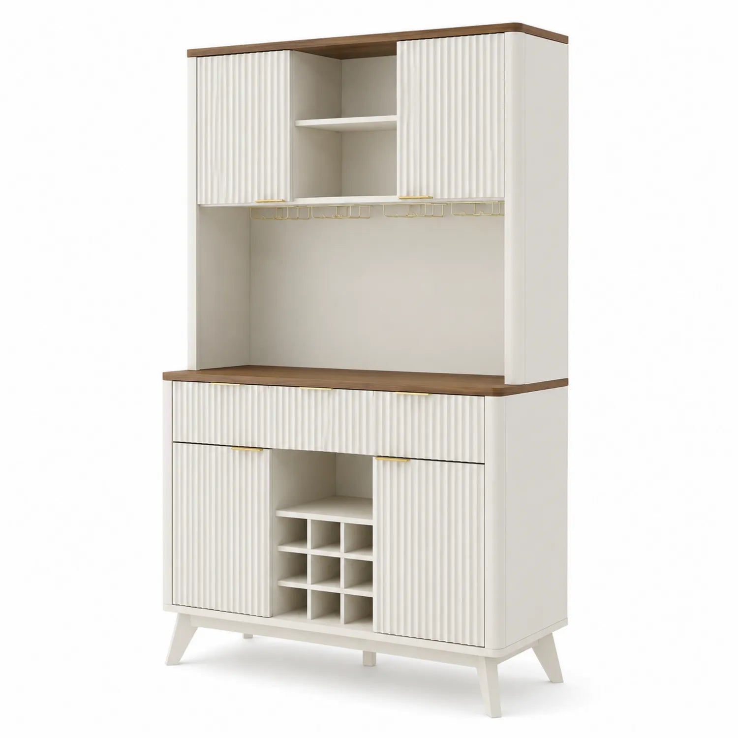 Sideboard Buffetschrank Holz MDF Weiß/Braun 80x40x190 cm