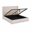 Polsterbett mit Stauraumfunktion Stoff Beige 140x200 cm