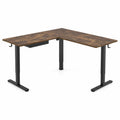 Eckschreibtisch höhenverstellbar Holzwerkstoff Stahl Braun Schwarz