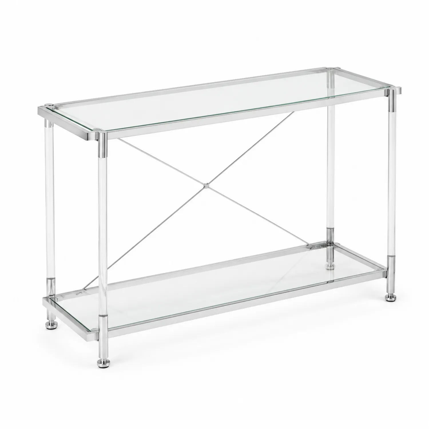 Konsolentisch Glas Metall Klar Silber 110x35x75 cm