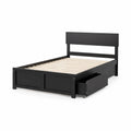 Bett aus Holz mit Kopfteil und Schublade Schwarz 200x160 cm