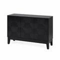 Sideboard aus Eichenholz mit geometrischem Muster, Schwarz, 120x40x80 cm