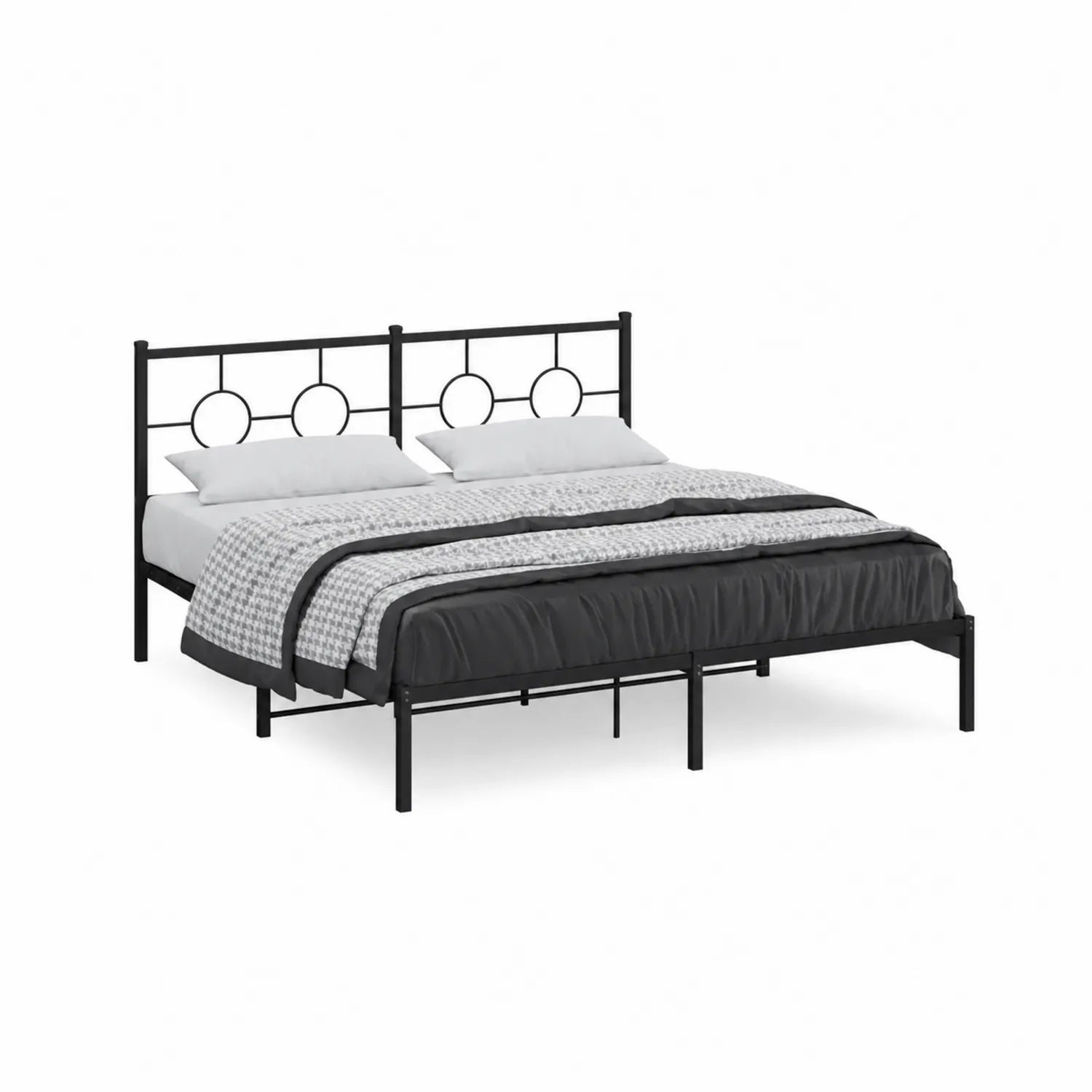 Schwarzes Metallbett mit Kopfteil 160x200 cm