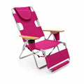 Klappstuhl Aluminium mit Holzarmlehnen und Becherhalter Pink